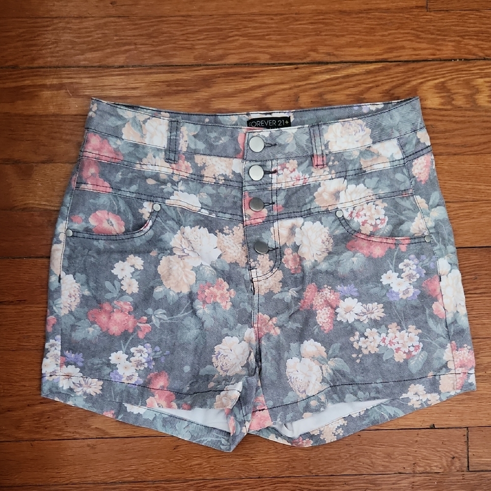 Forever 21 Floral High Waist Shorts - Multicolor